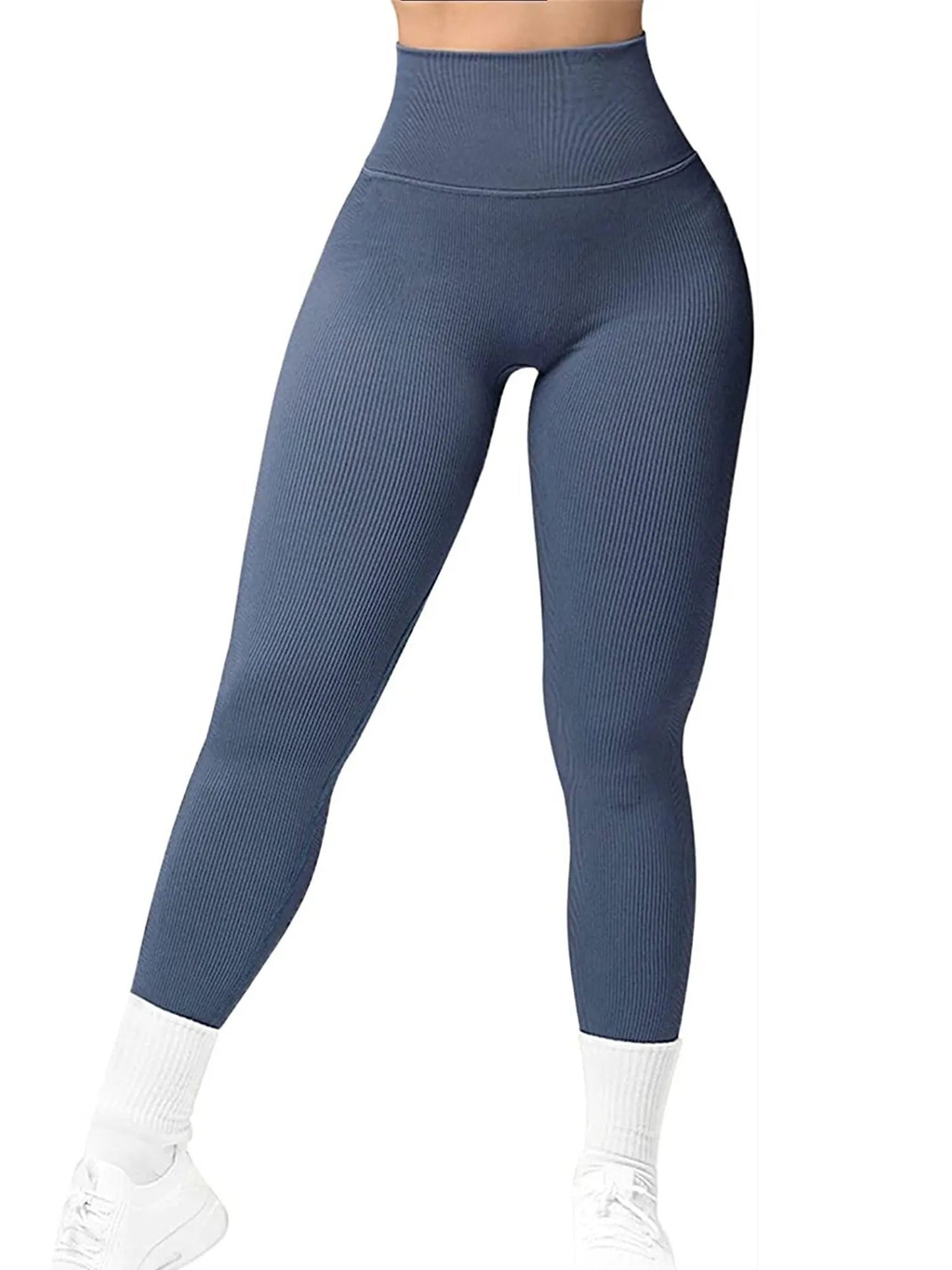 Seamless Ribbed Leggings for Women - High Waist Tummy Control Push Up Yoga Pants - Leggings Co