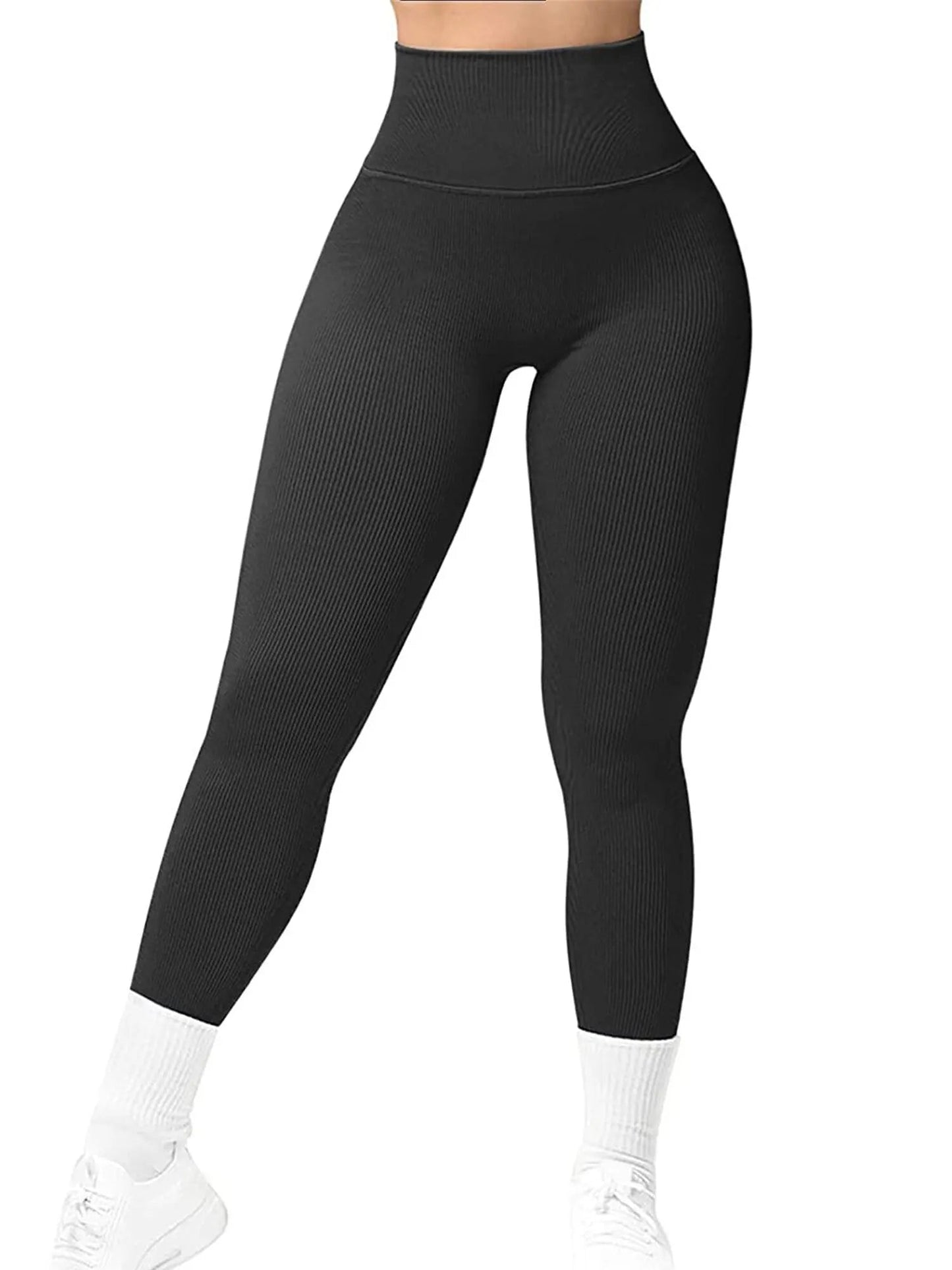 Seamless Ribbed Leggings for Women - High Waist Tummy Control Push Up Yoga Pants - Leggings Co