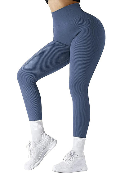 Seamless Ribbed Leggings for Women - High Waist Tummy Control Push Up Yoga Pants - Leggings Co