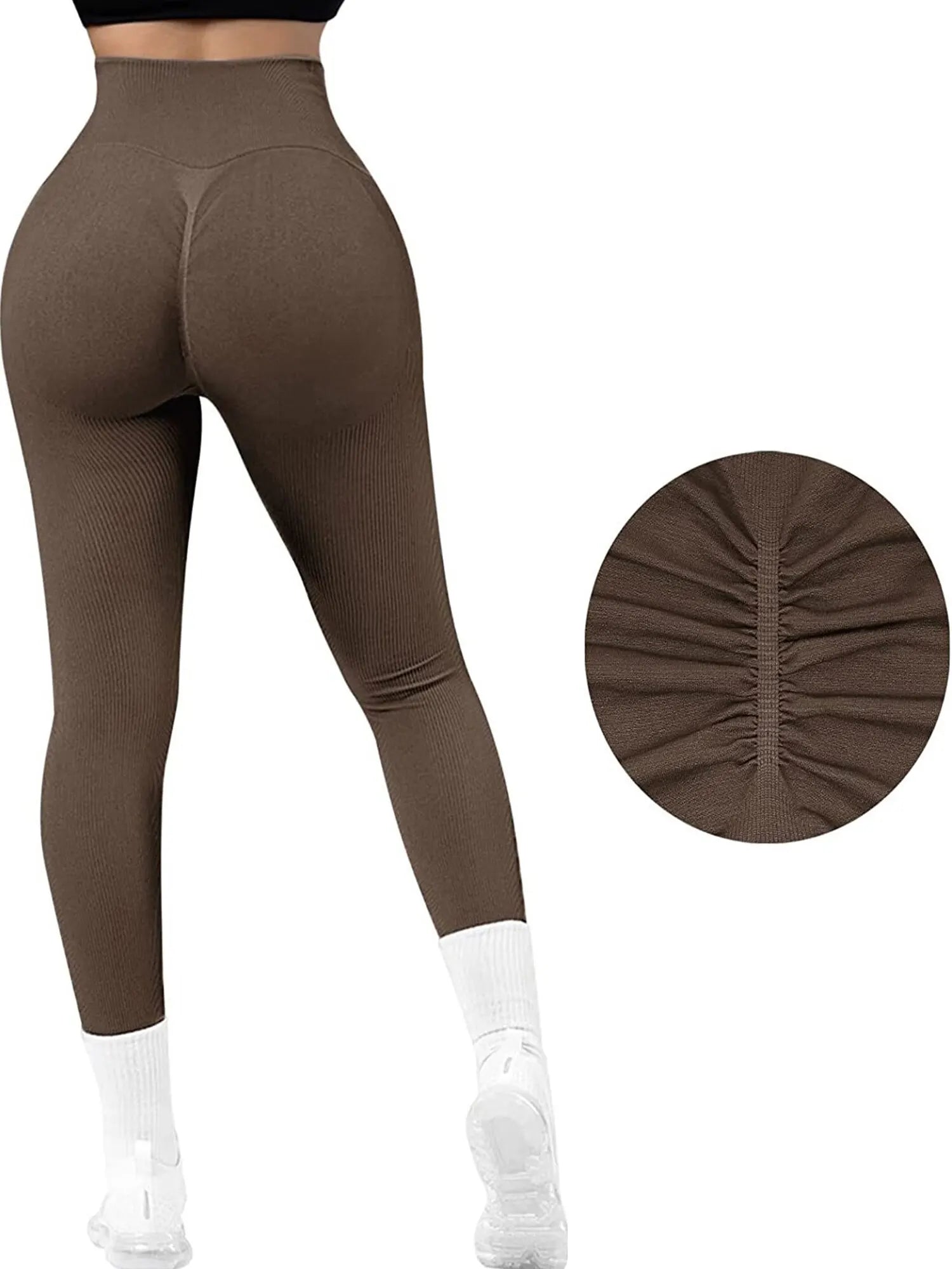 Seamless Ribbed Leggings for Women - High Waist Tummy Control Push Up Yoga Pants - Leggings Co