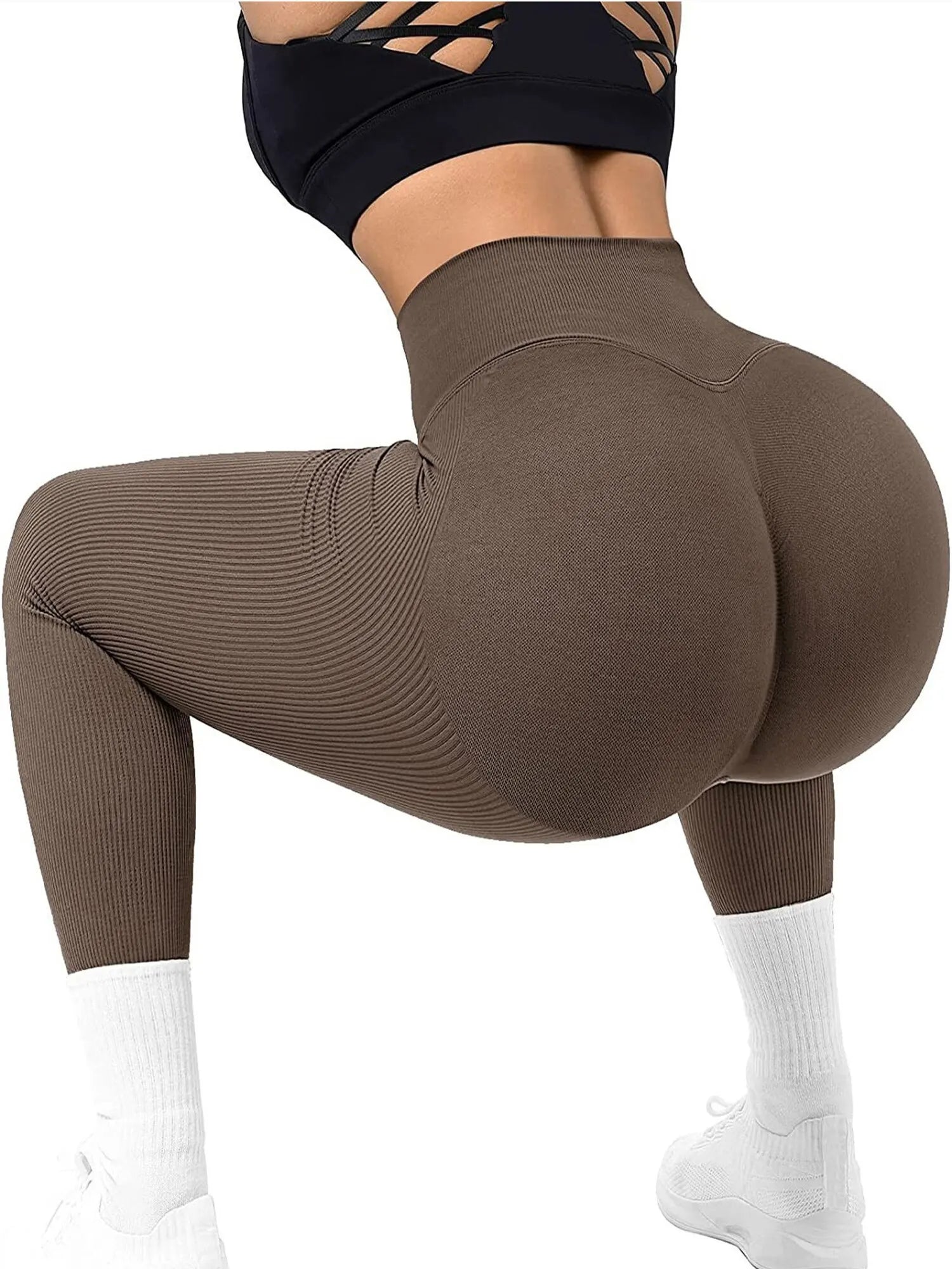 Seamless Ribbed Leggings for Women - High Waist Tummy Control Push Up Yoga Pants - Leggings Co