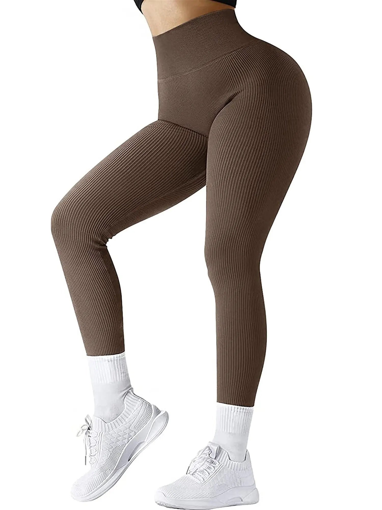 Seamless Ribbed Leggings for Women - High Waist Tummy Control Push Up Yoga Pants - Leggings Co